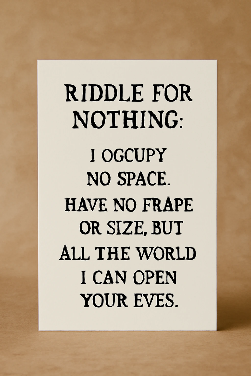A playful riddle exploring the concept of 'nothing,' sparking curiosity and fun wordplay."