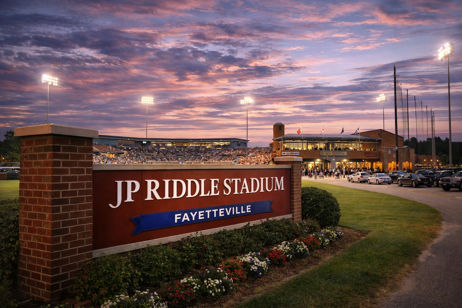 JP Riddle Stadium in Fayetteville during a live sporting event