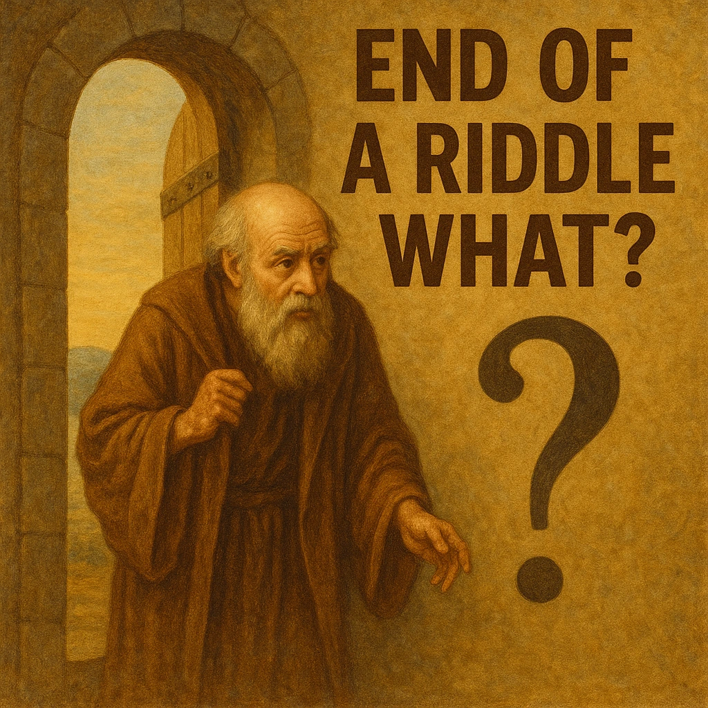 Two people solving a “What am I?” riddle together at a table.