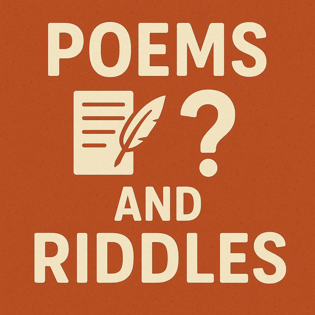 Group of children and adults reading poems and riddles together in a bright library.