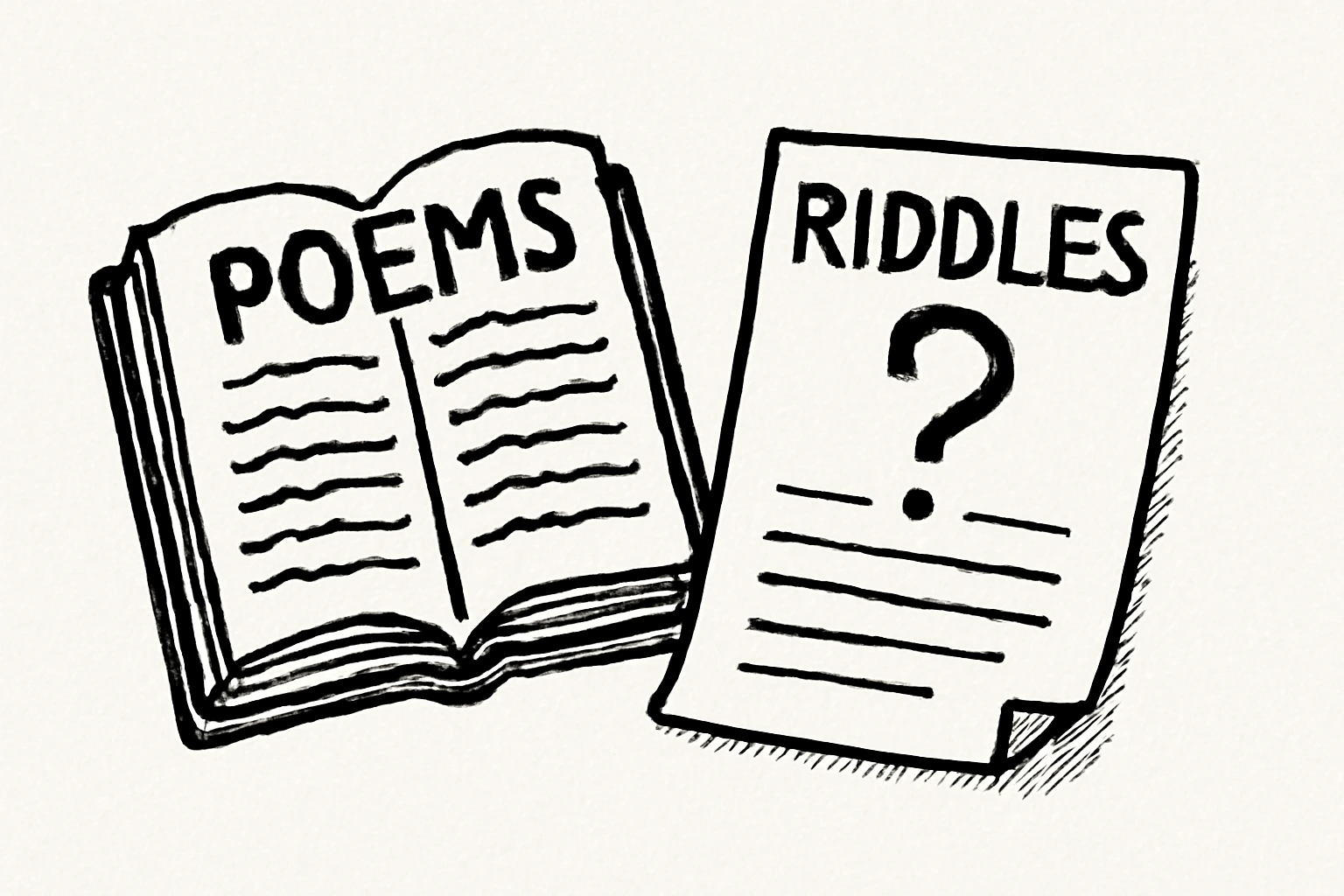 Vintage parchment showing poetic verse and decorated question mark.