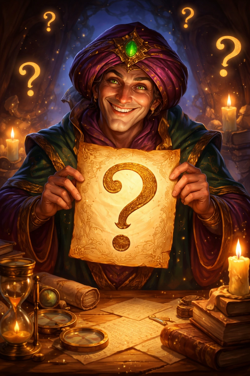 Smiling riddle concept with a thoughtful smiley face.