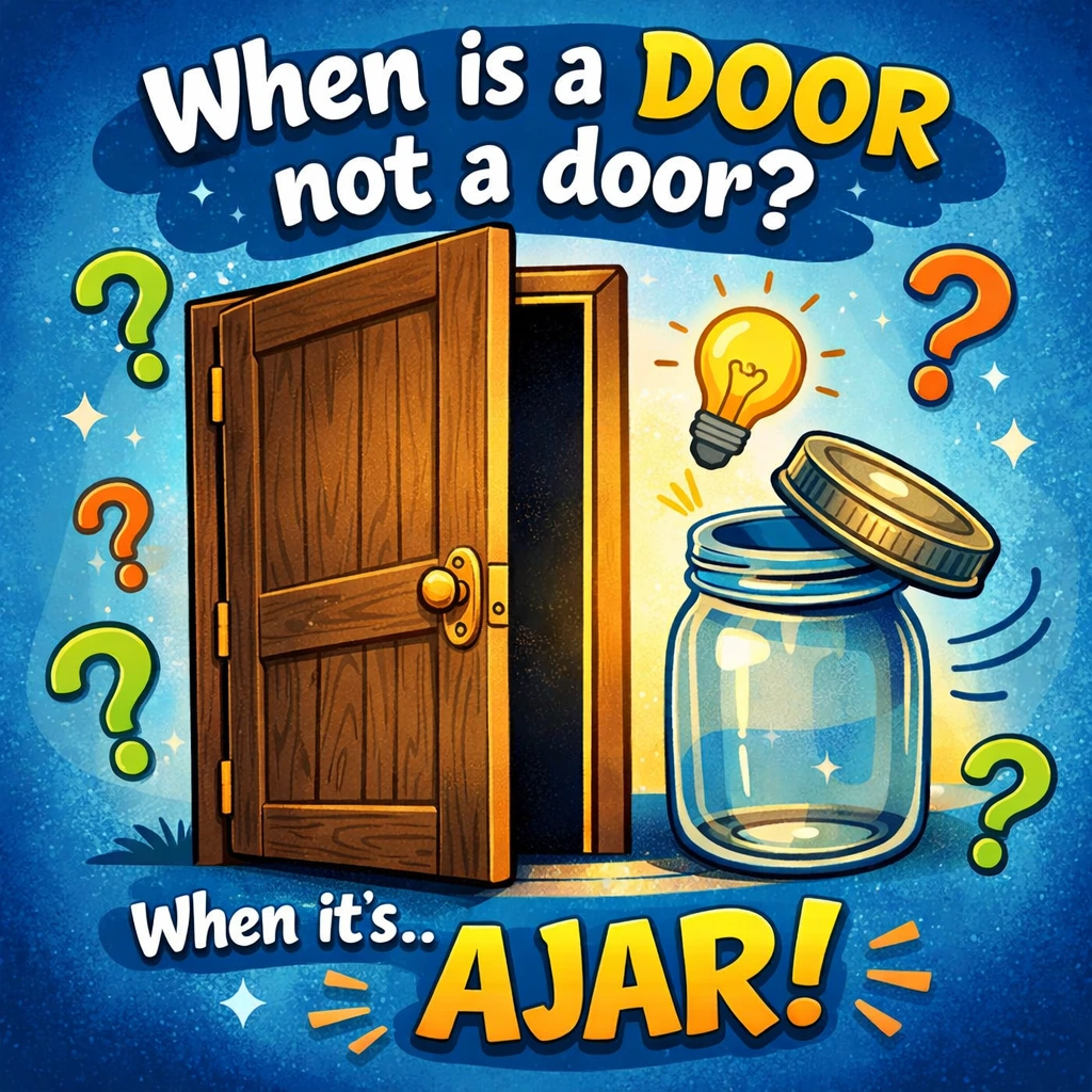 A door ajar representing a classic wordplay riddle.